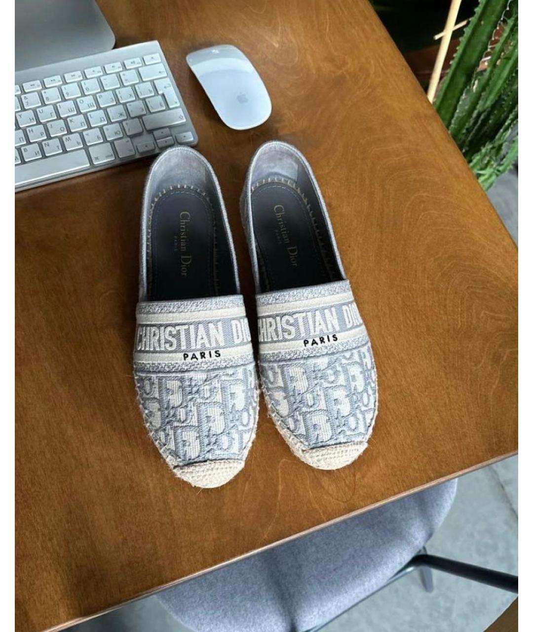 CHRISTIAN DIOR Серые текстильные эспадрильи, фото 2