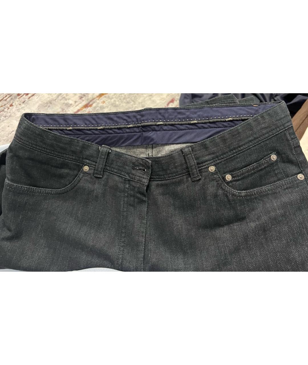 BRIONI Черные хлопко-кашемировые прямые джинсы, фото 3