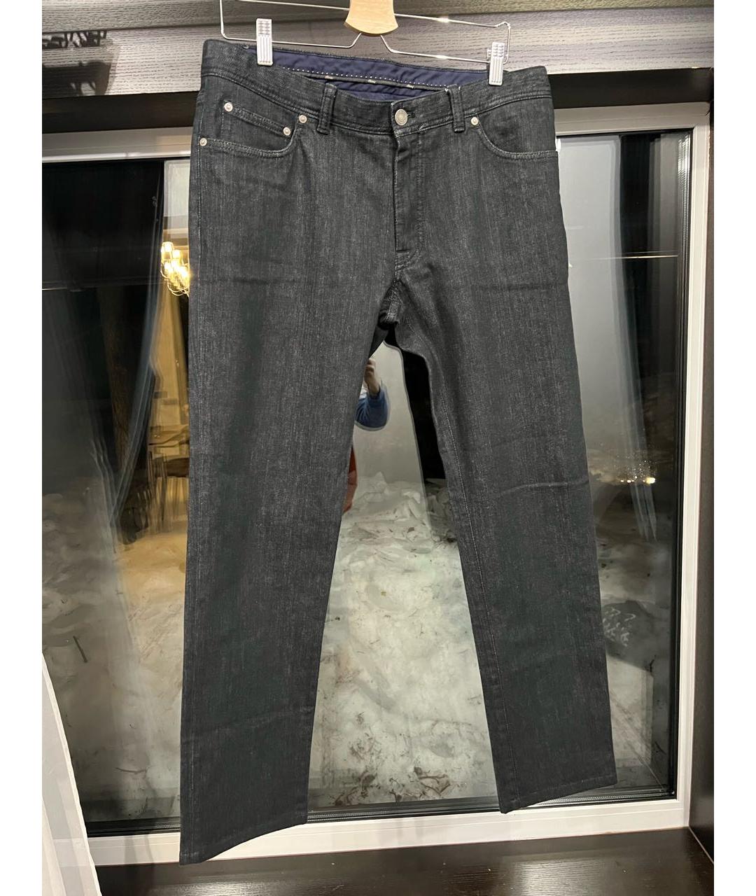BRIONI Черные хлопко-кашемировые прямые джинсы, фото 9