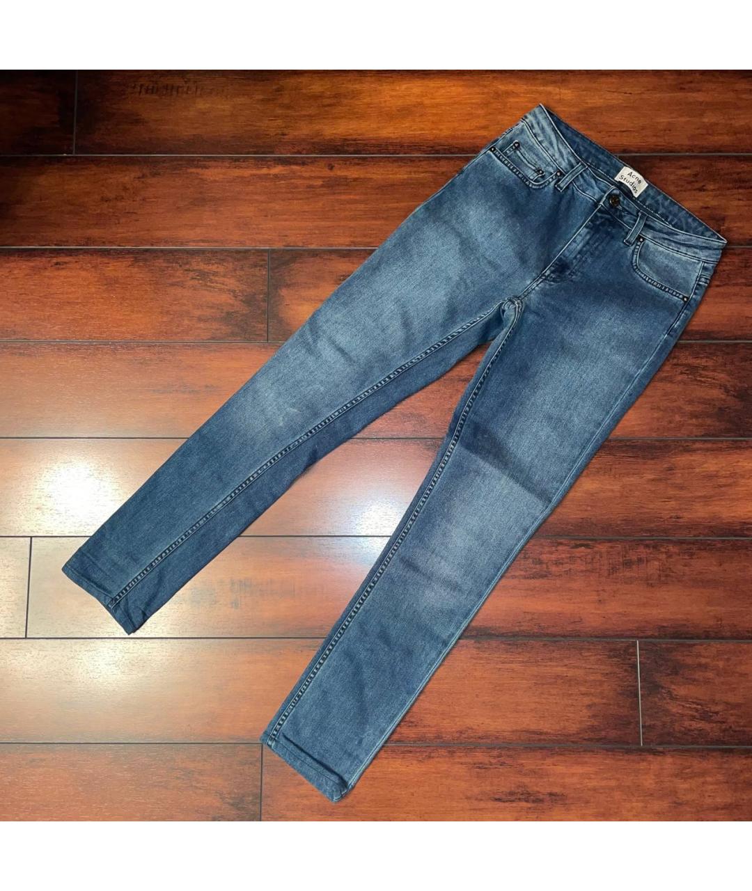 ACNE STUDIOS Голубые хлопко-эластановые джинсы скинни, фото 9