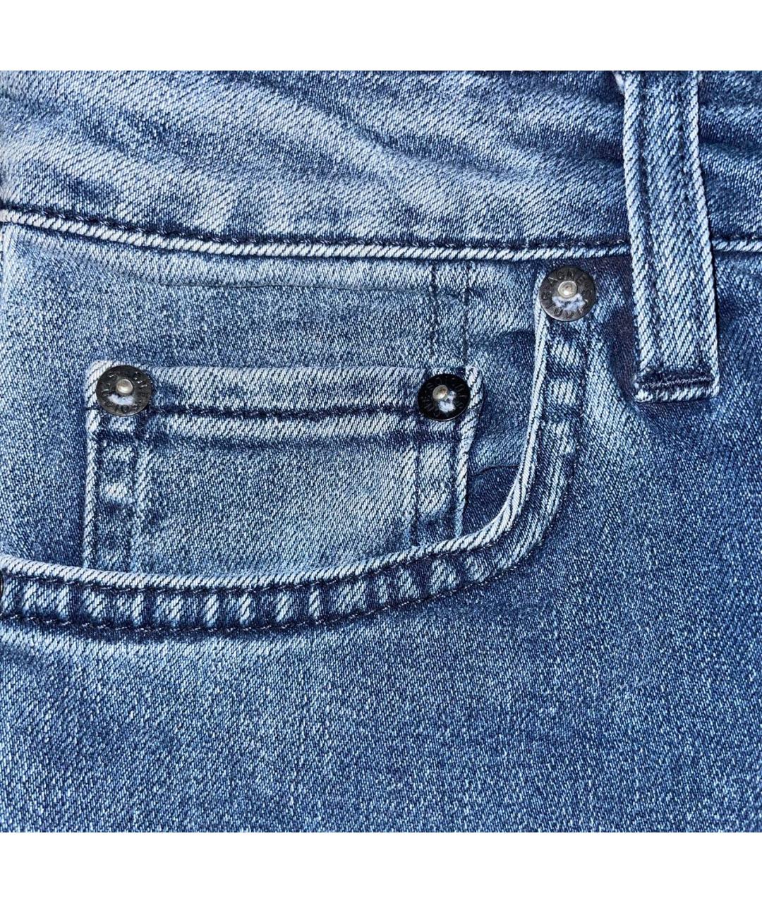ACNE STUDIOS Голубые хлопко-эластановые джинсы скинни, фото 4