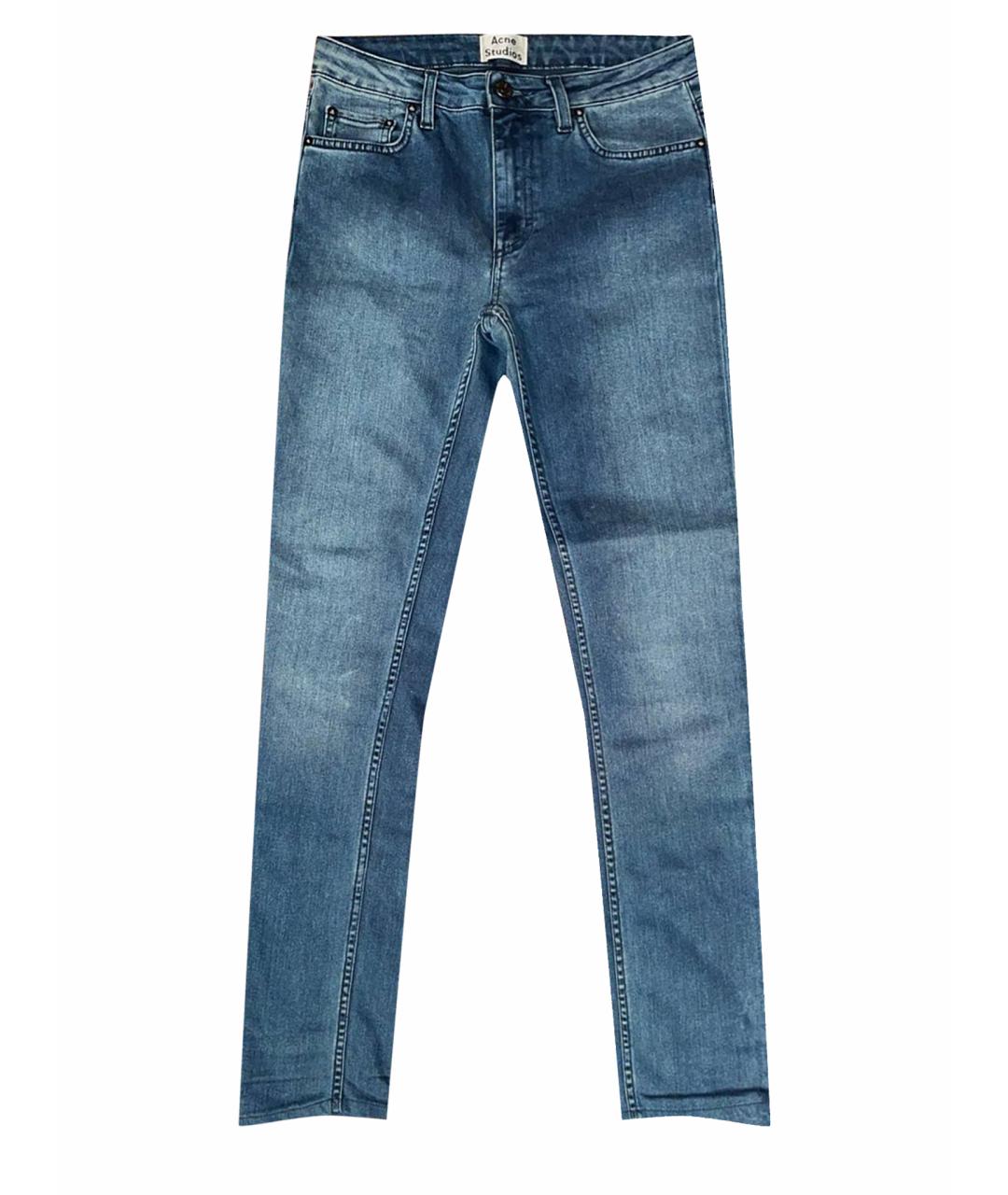 ACNE STUDIOS Голубые хлопко-эластановые джинсы скинни, фото 1