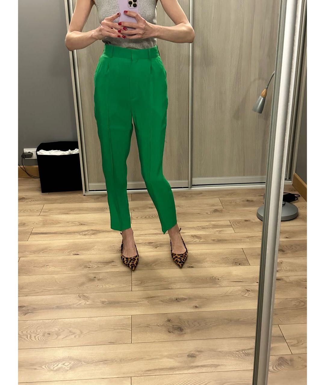 SANDRO Зеленые хлопковые брюки узкие, фото 7