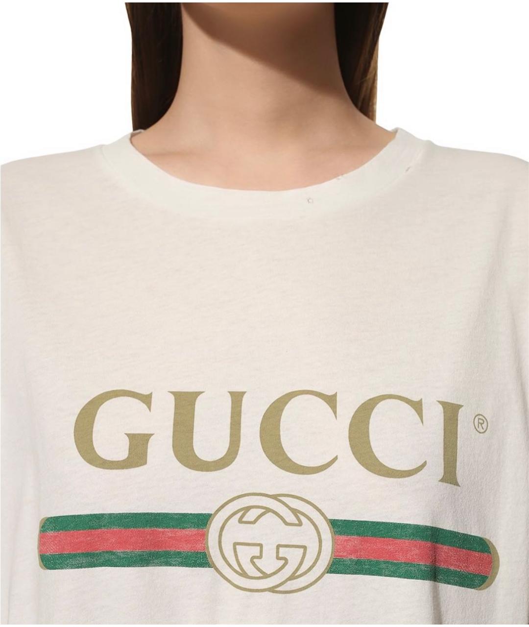 GUCCI Бежевая хлопковая футболка, фото 2