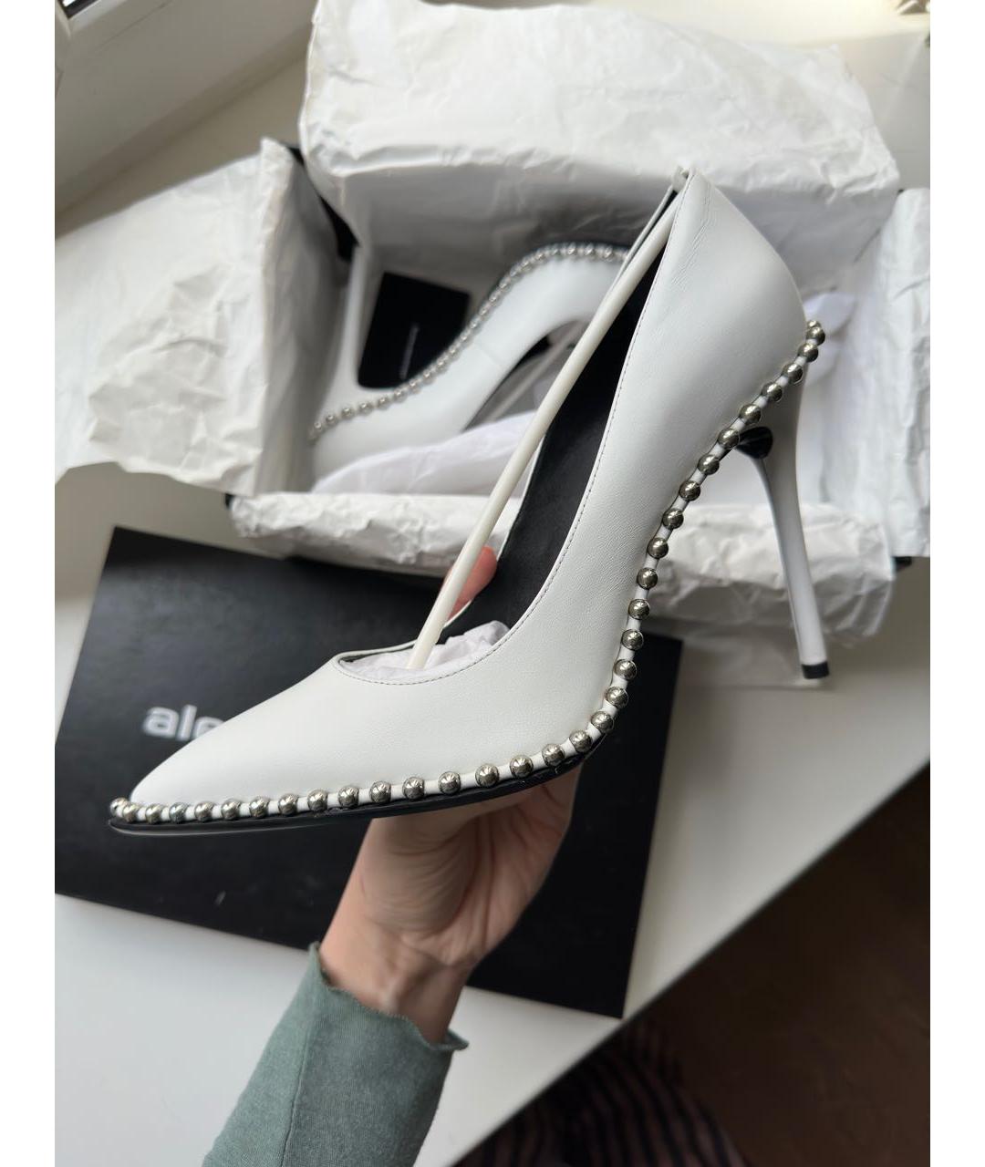 ALEXANDER WANG Белые кожаные свадебные туфли на высоком каблуке, фото 2
