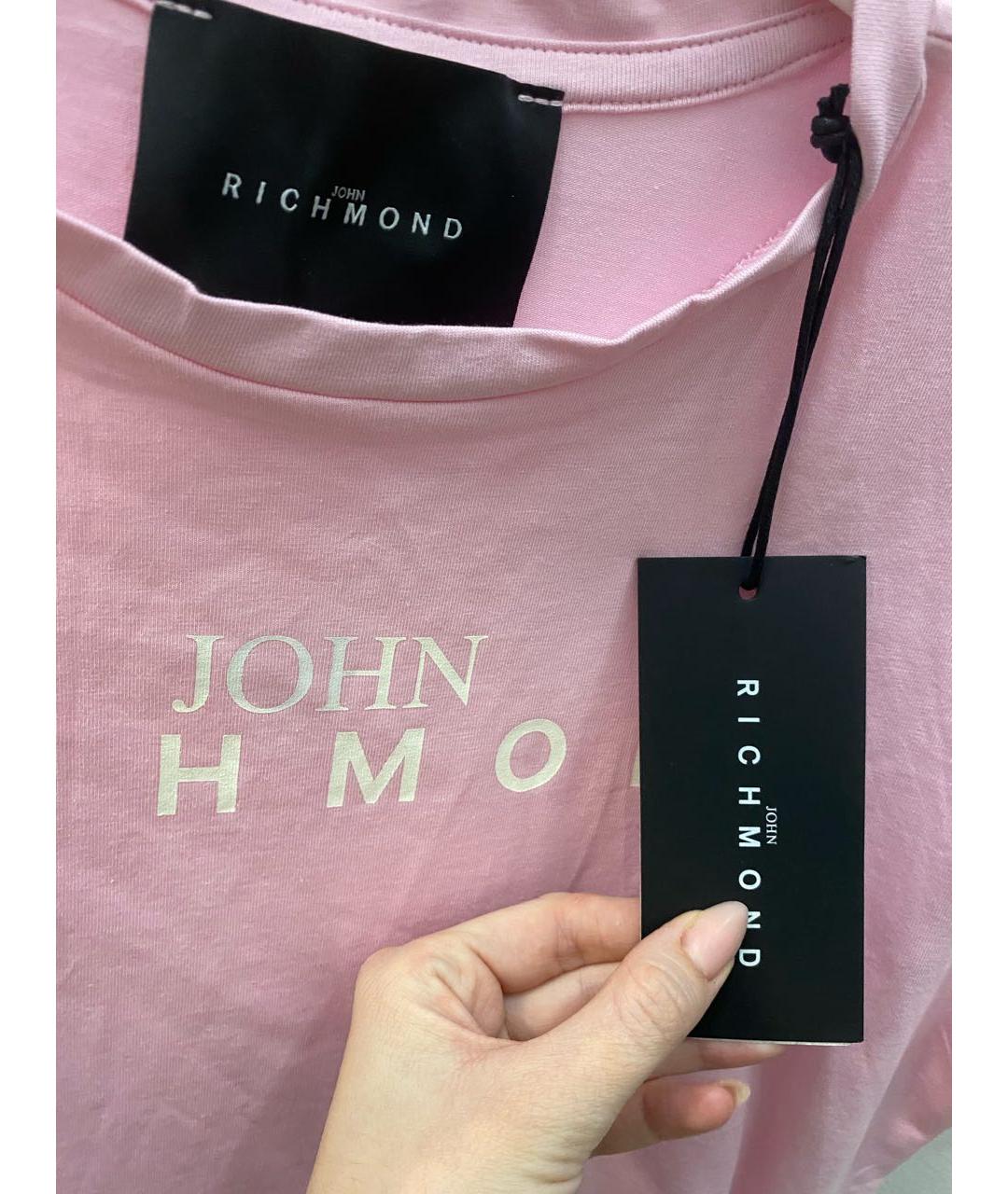 JOHN RICHMOND Розовая хлопковая футболка, фото 3