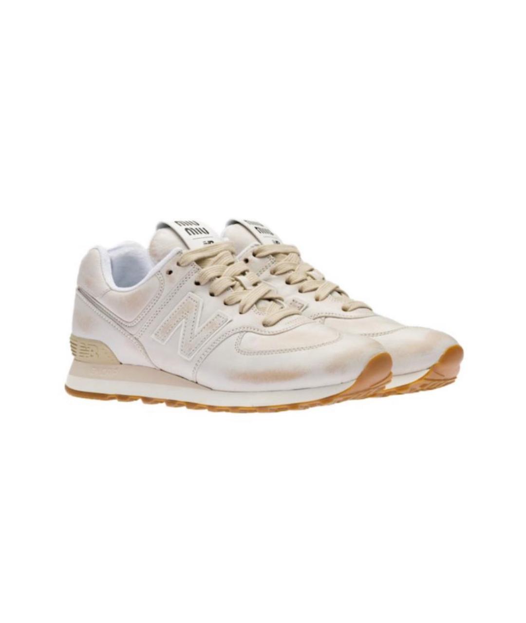 NEW BALANCE Бежевые кожаные кроссовки, фото 2