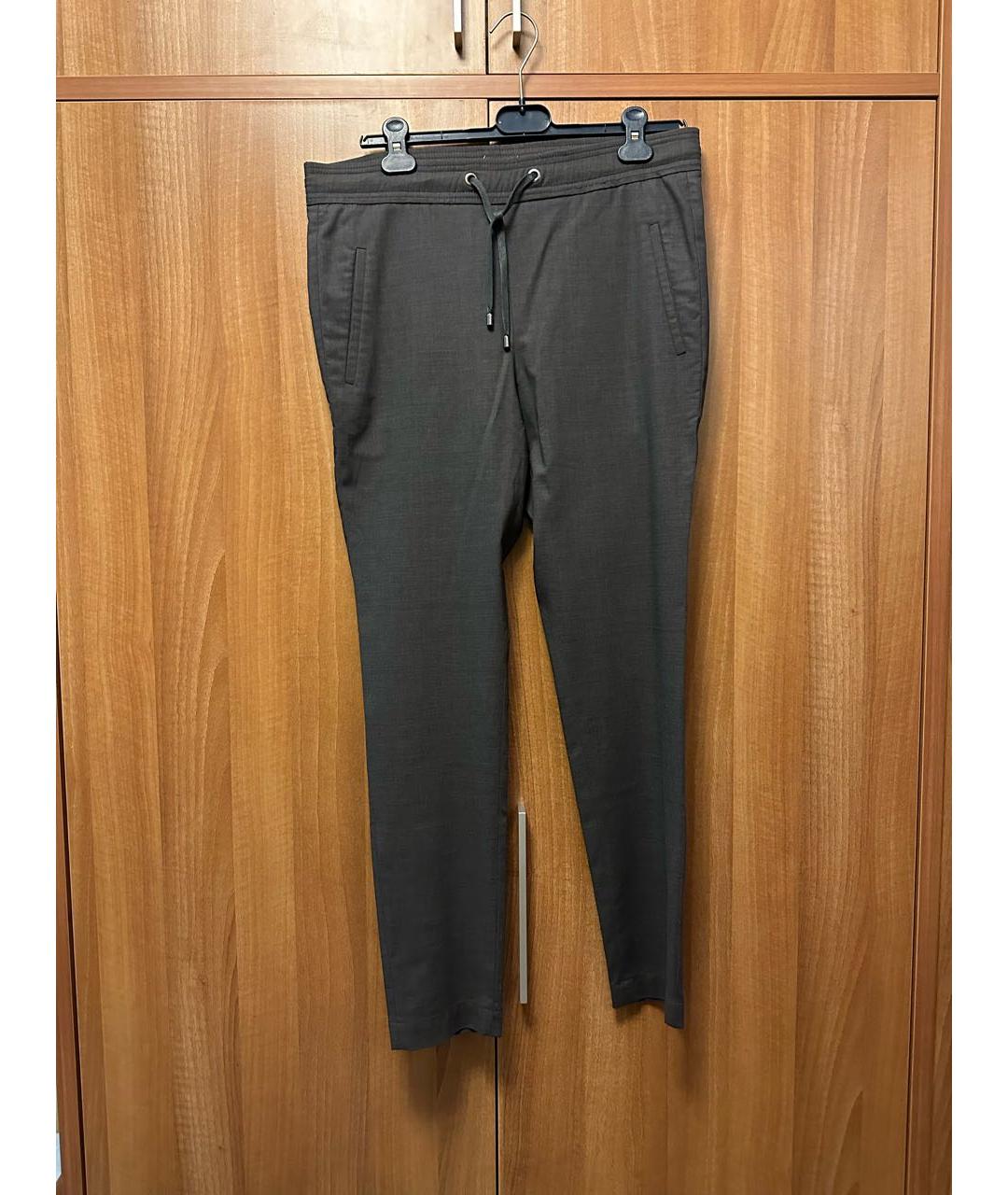BRUNELLO CUCINELLI Серые шерстяные брюки узкие, фото 7