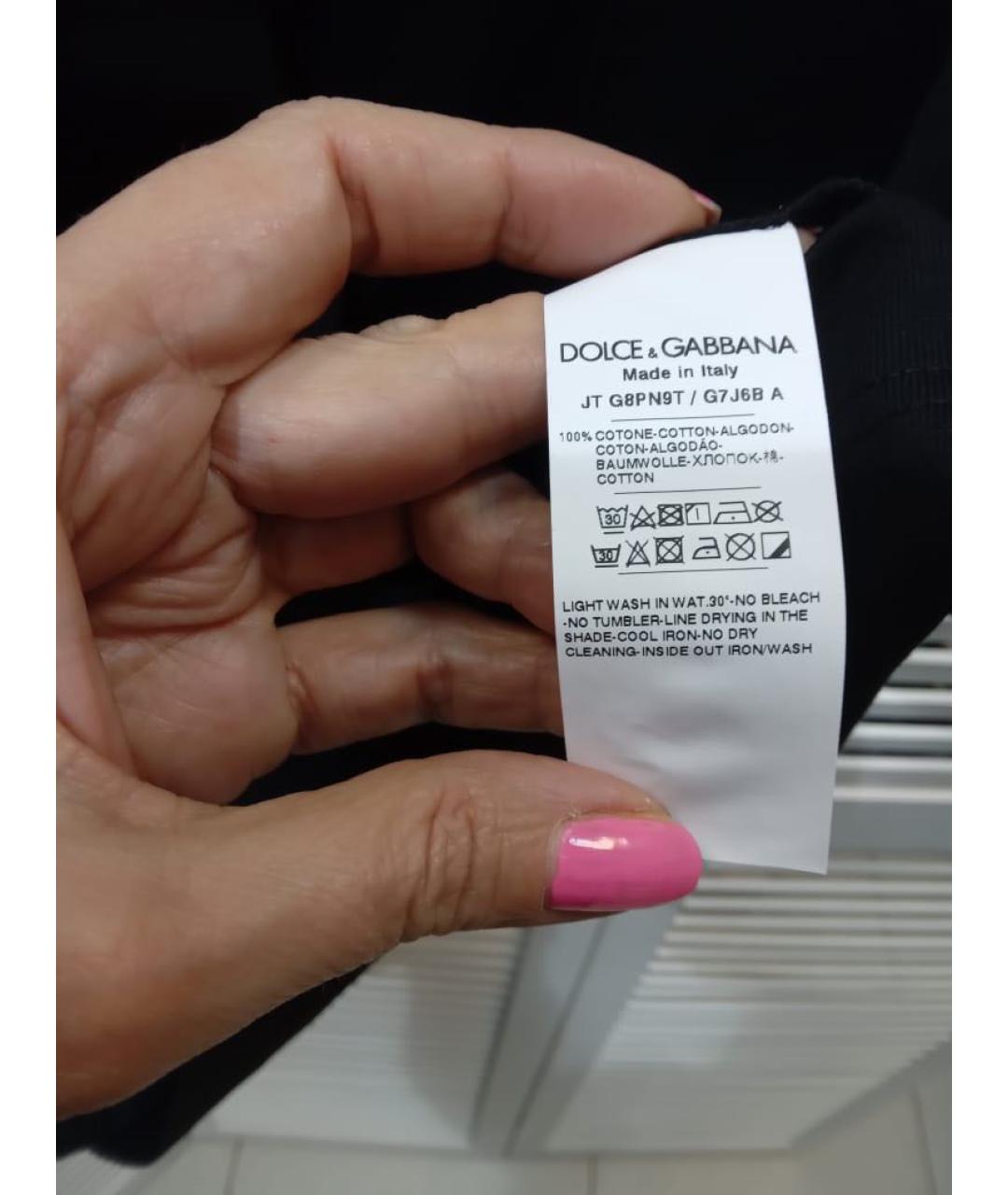 DOLCE&GABBANA Черная хлопковая футболка, фото 4