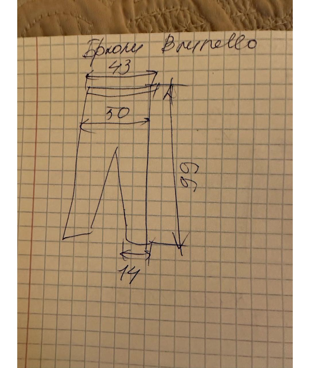 BRUNELLO CUCINELLI Синие шерстяные брюки узкие, фото 6