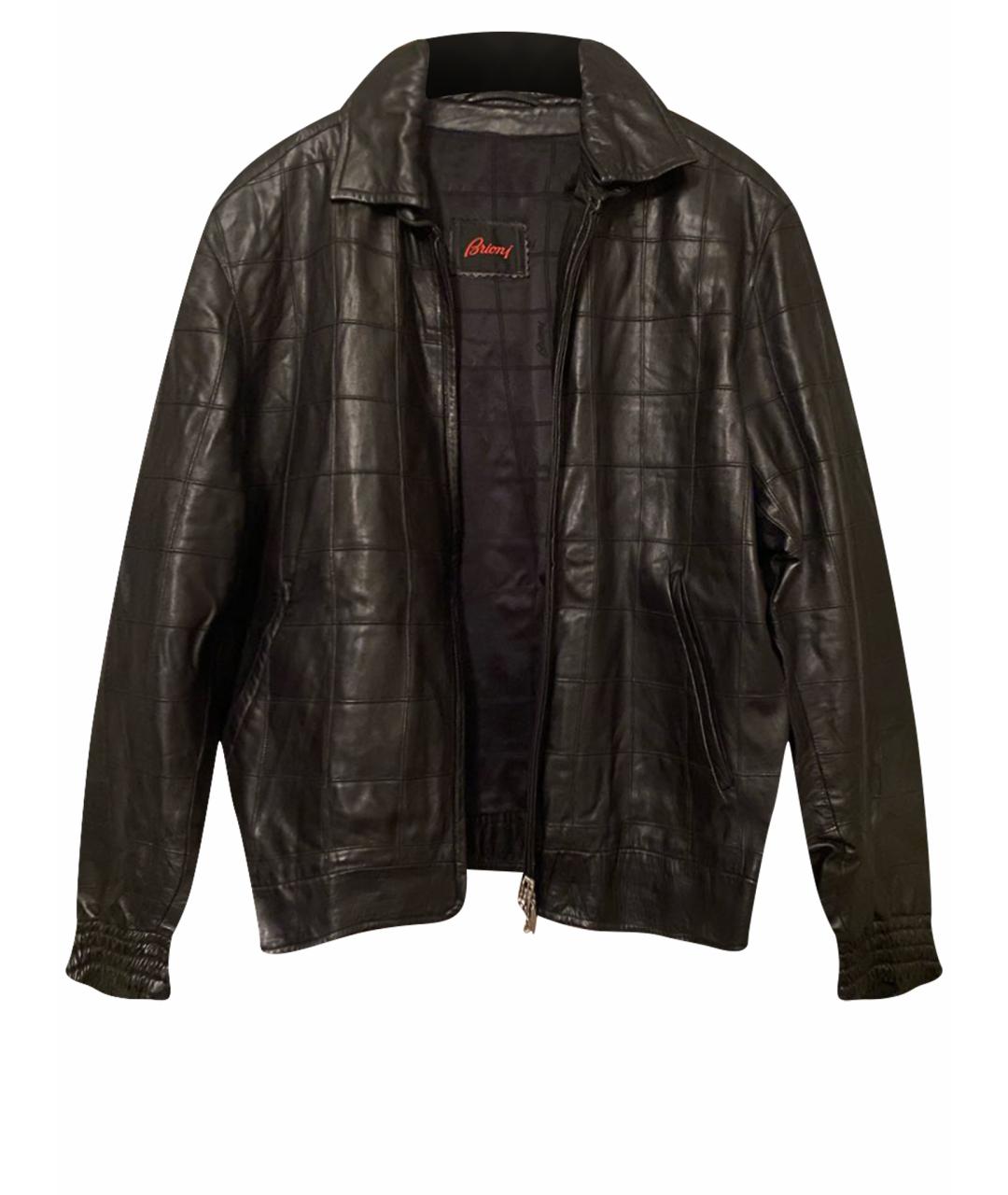 BRIONI Черная кожаная куртка, фото 1