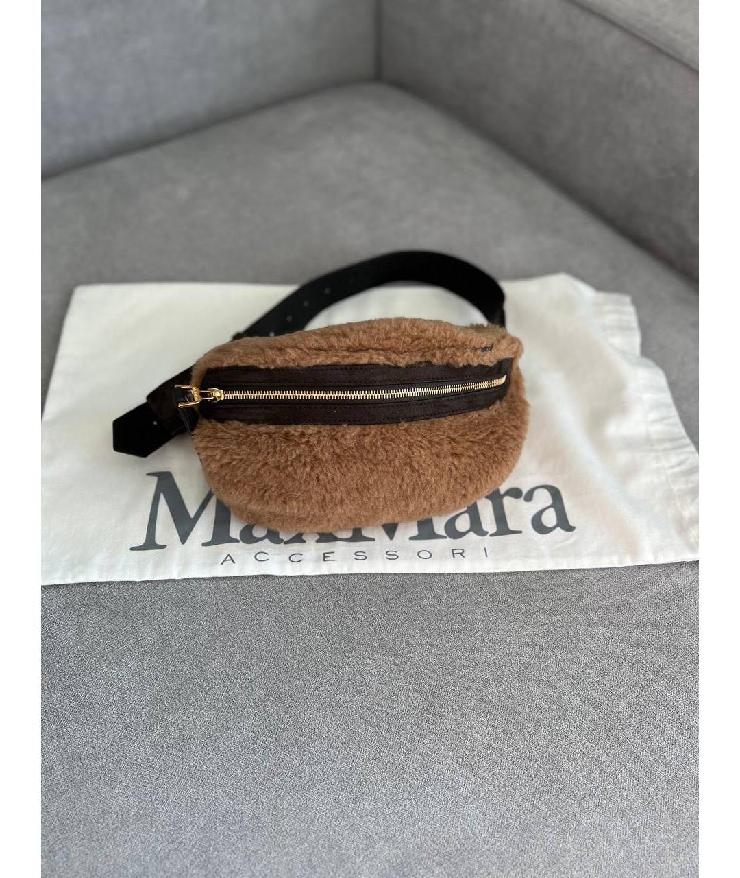 'S MAX MARA Коричневая шерстяная поясная сумка, фото 5