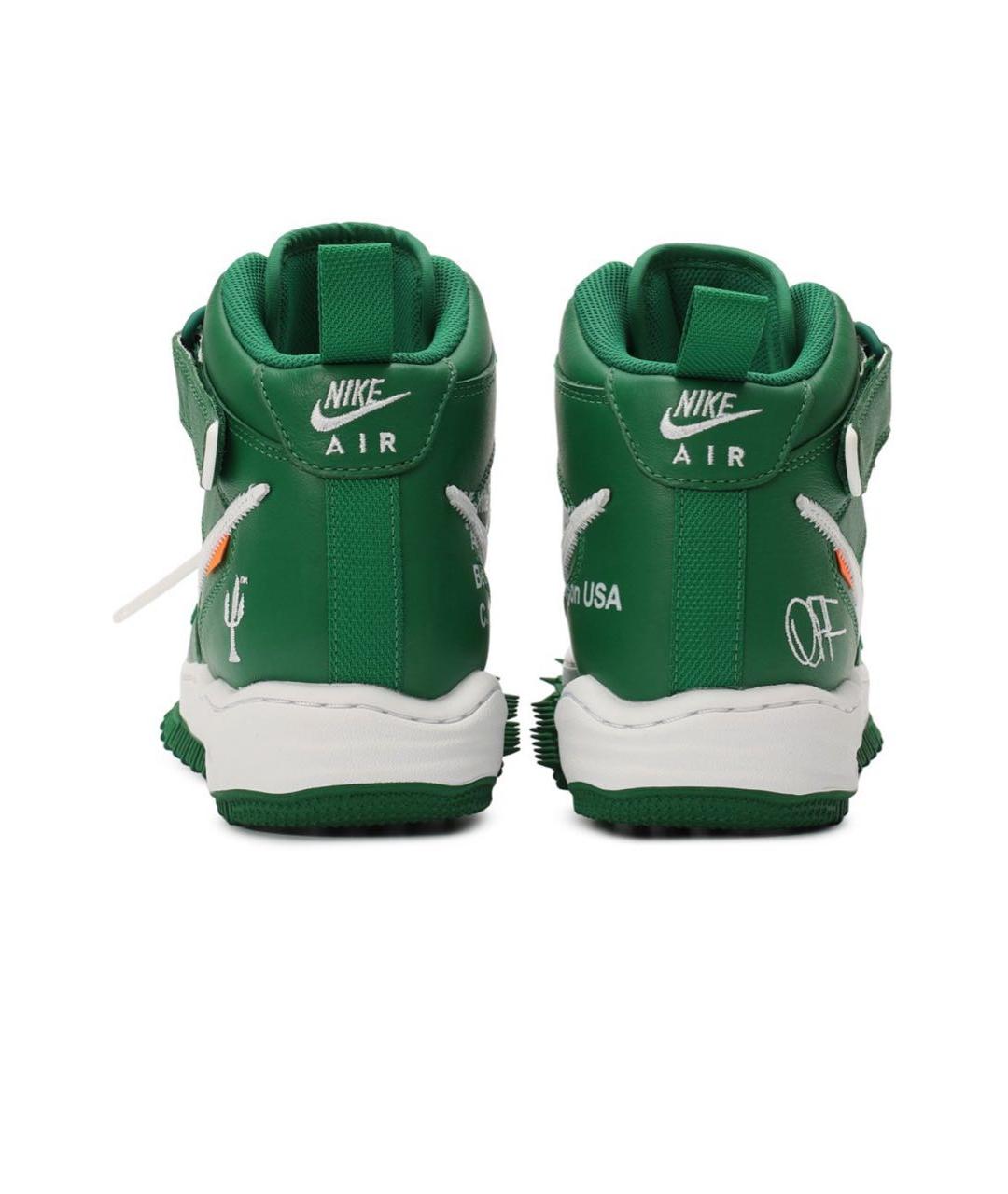 NIKE X OFF-WHITE Зеленые кожаные высокие кроссовки / кеды, фото 4