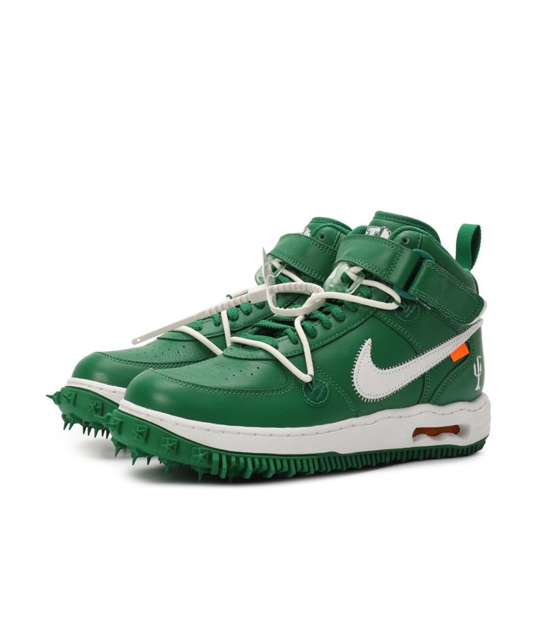 NIKE X OFF-WHITE Зеленые кожаные высокие кроссовки / кеды, фото 2