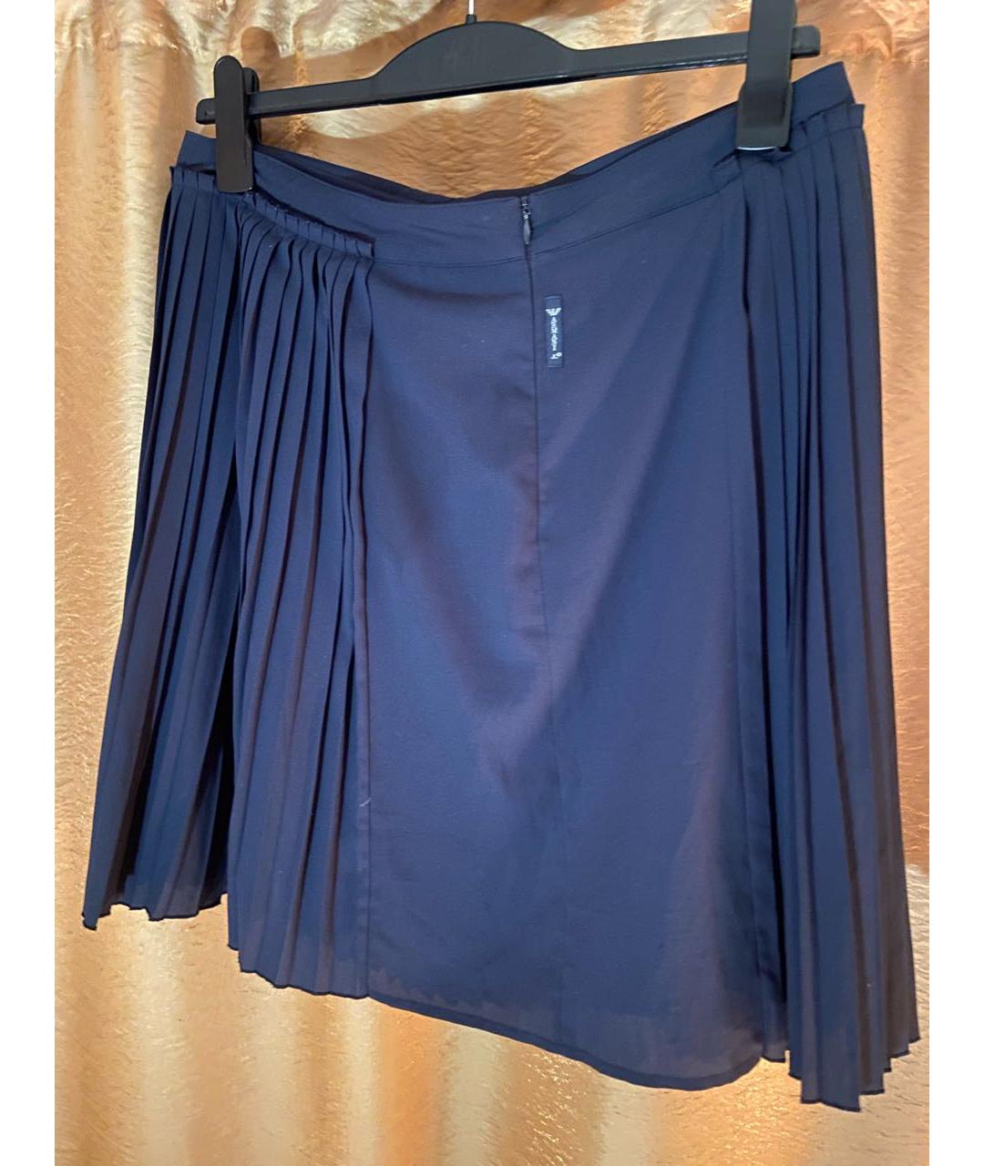 ARMANI JEANS Темно-синяя полиэстеровая юбка миди, фото 2