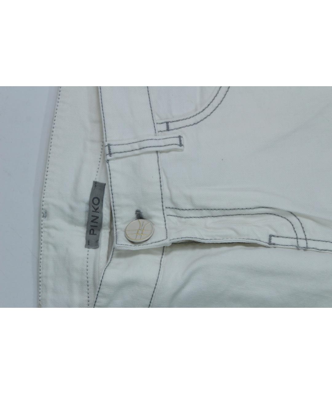 PINKO Белые хлопко-эластановые прямые джинсы, фото 6