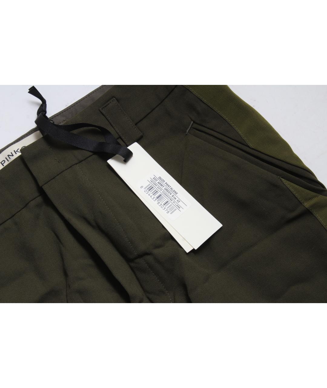 PINKO Зеленые шерстяные брюки узкие, фото 3