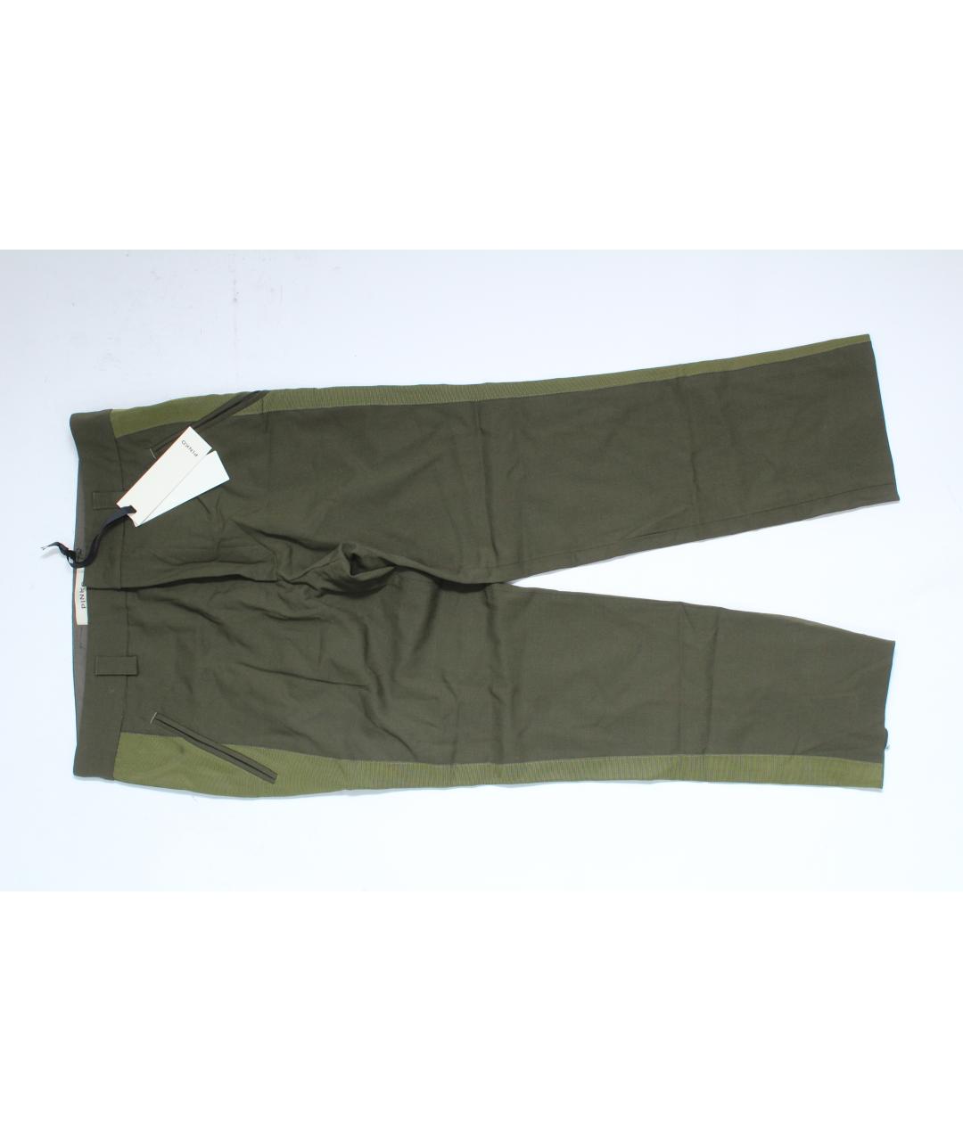 PINKO Зеленые шерстяные брюки узкие, фото 9