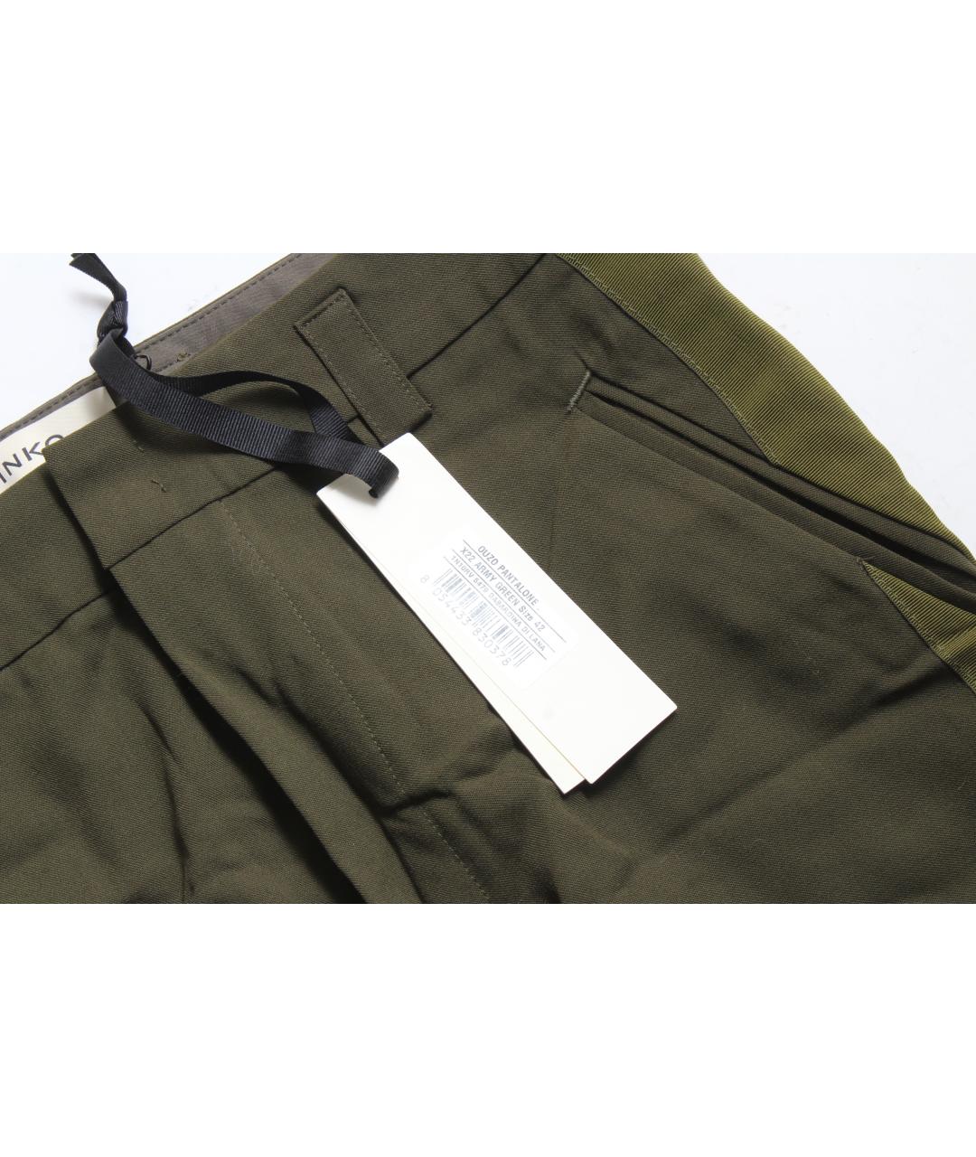 PINKO Зеленые шерстяные брюки узкие, фото 2