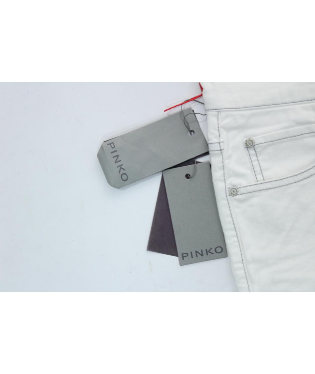 PINKO Белые хлопок-полиэтиленовые джинсы слим, фото 4