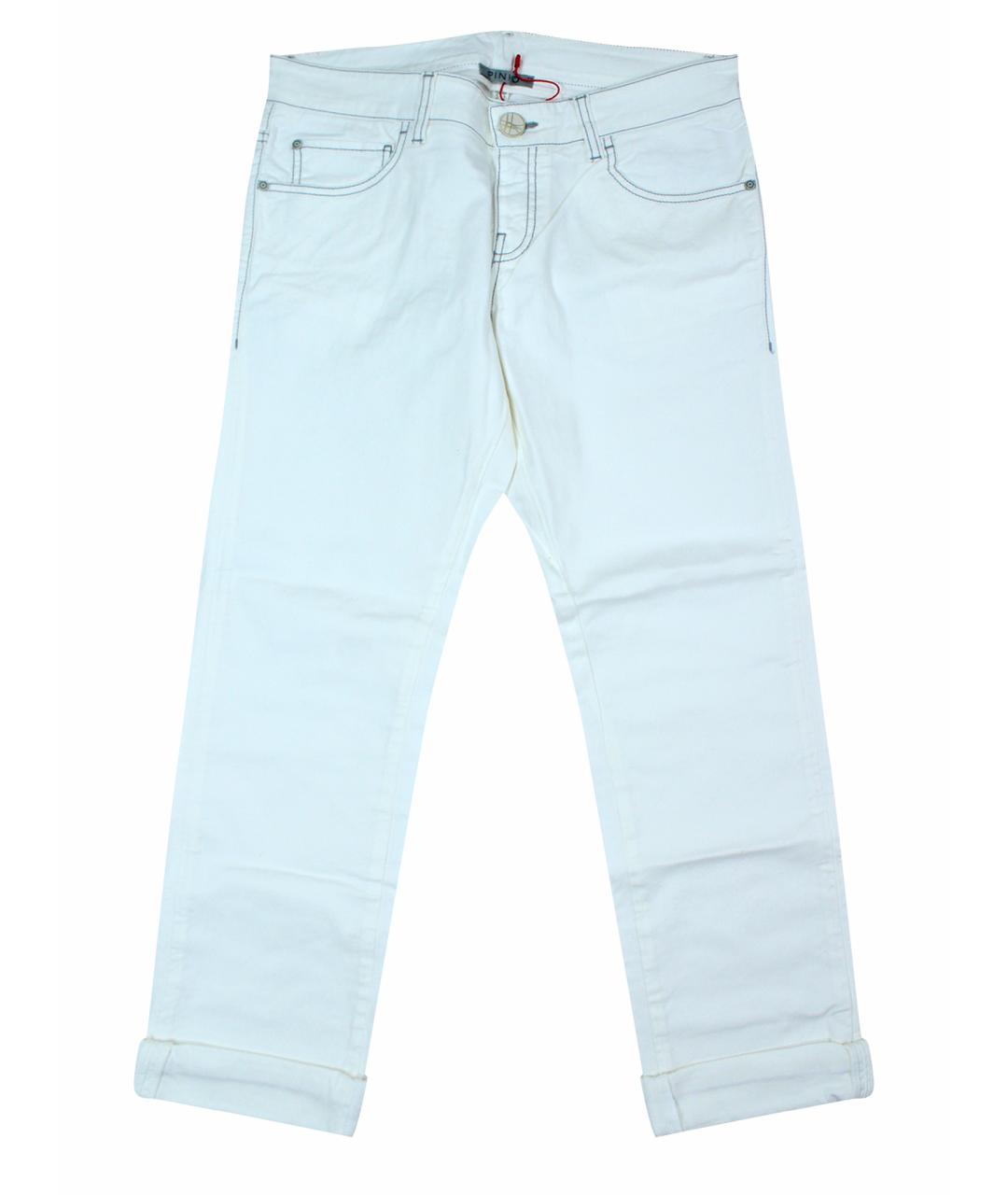 PINKO Белые хлопок-полиэтиленовые джинсы слим, фото 1