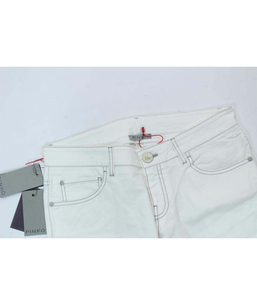 PINKO Белые хлопок-полиэтиленовые джинсы слим, фото 2