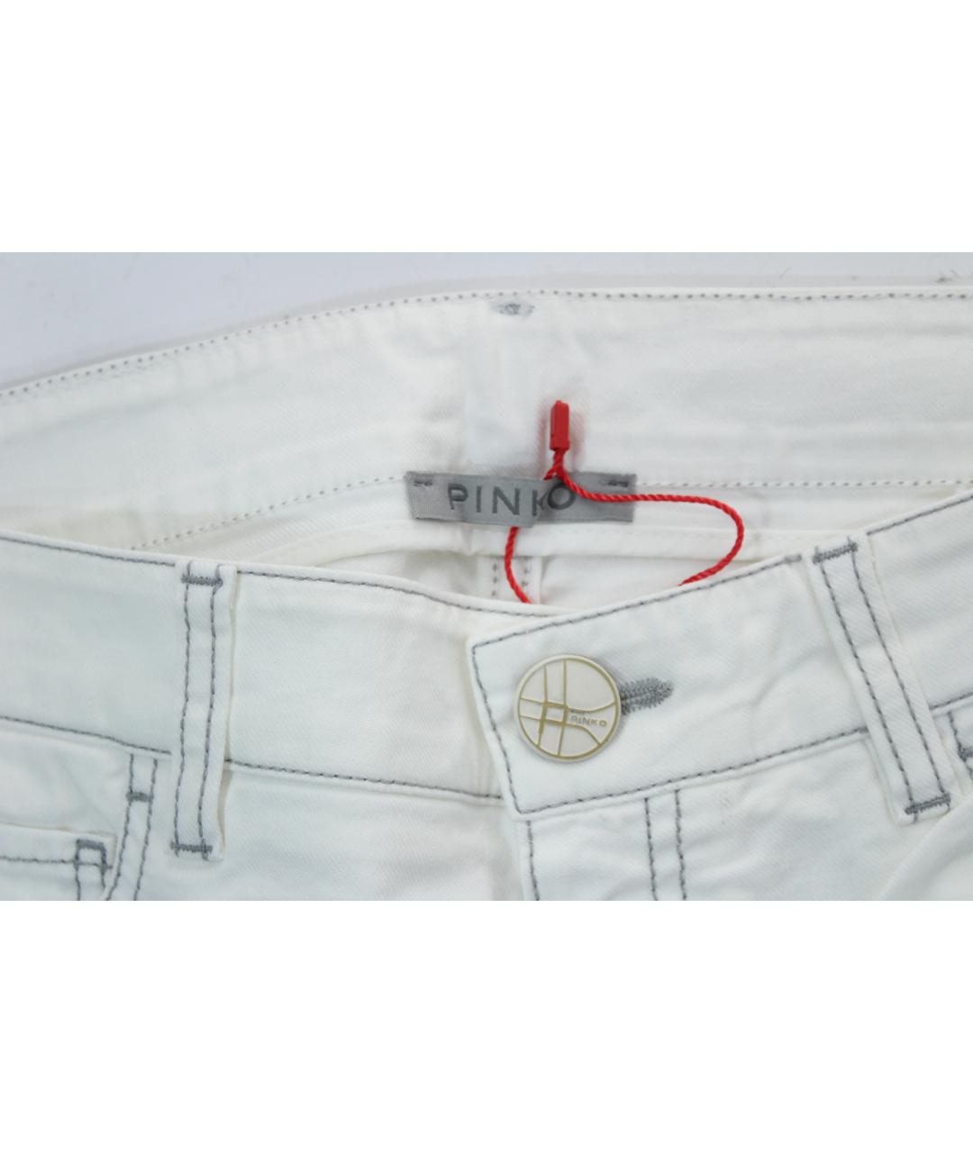 PINKO Белые хлопок-полиэтиленовые джинсы слим, фото 3