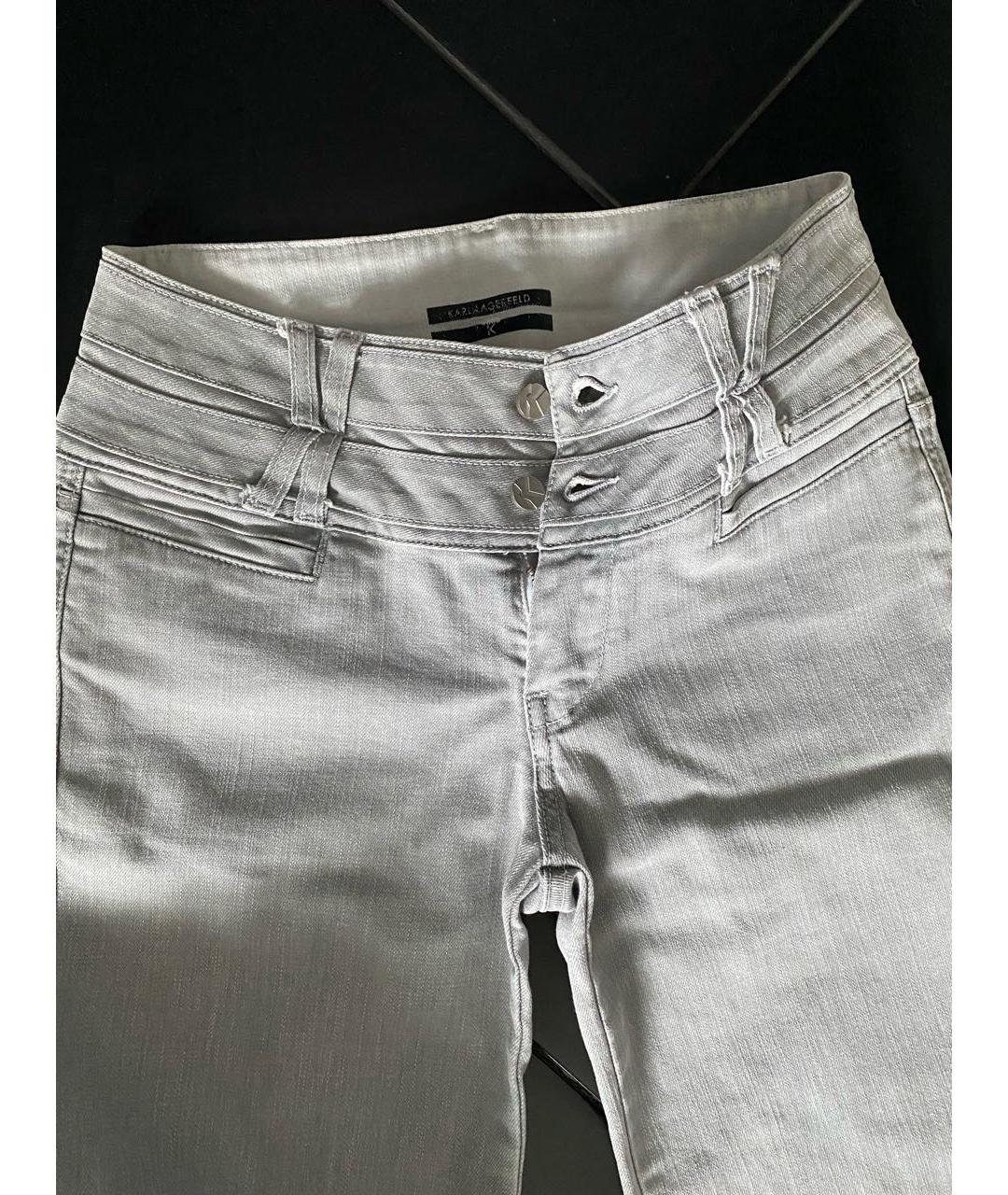 KARL LAGERFELD Серые хлопковые прямые джинсы, фото 4