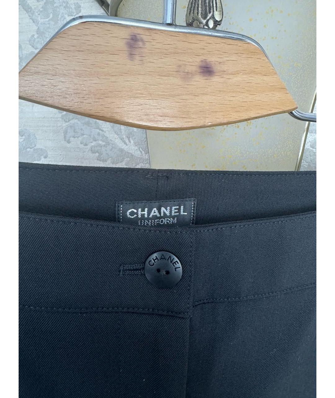 CHANEL PRE-OWNED Черные шерстяные брюки узкие, фото 3