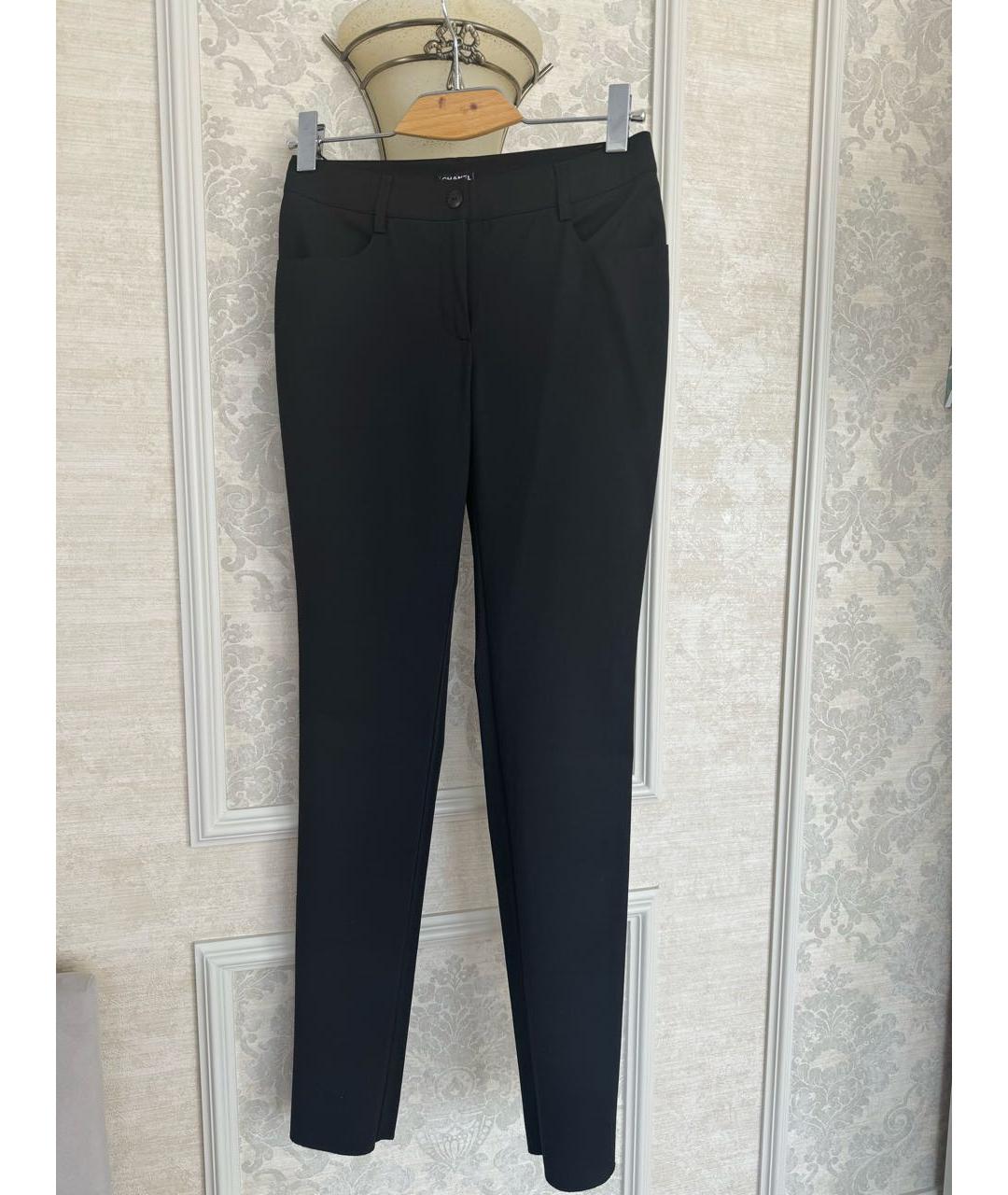 CHANEL PRE-OWNED Черные шерстяные брюки узкие, фото 2