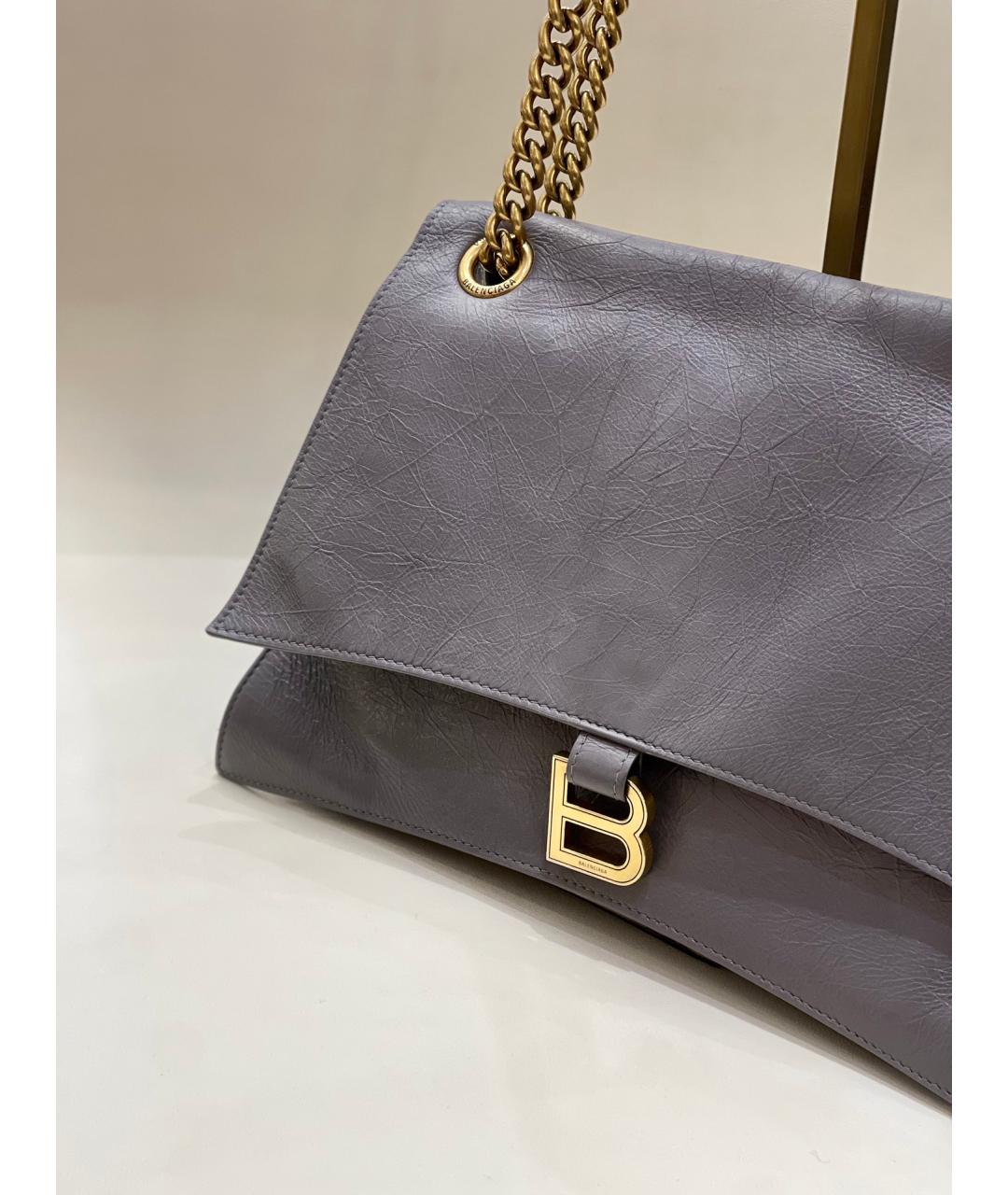 BALENCIAGA Серая кожаная сумка через плечо, фото 6