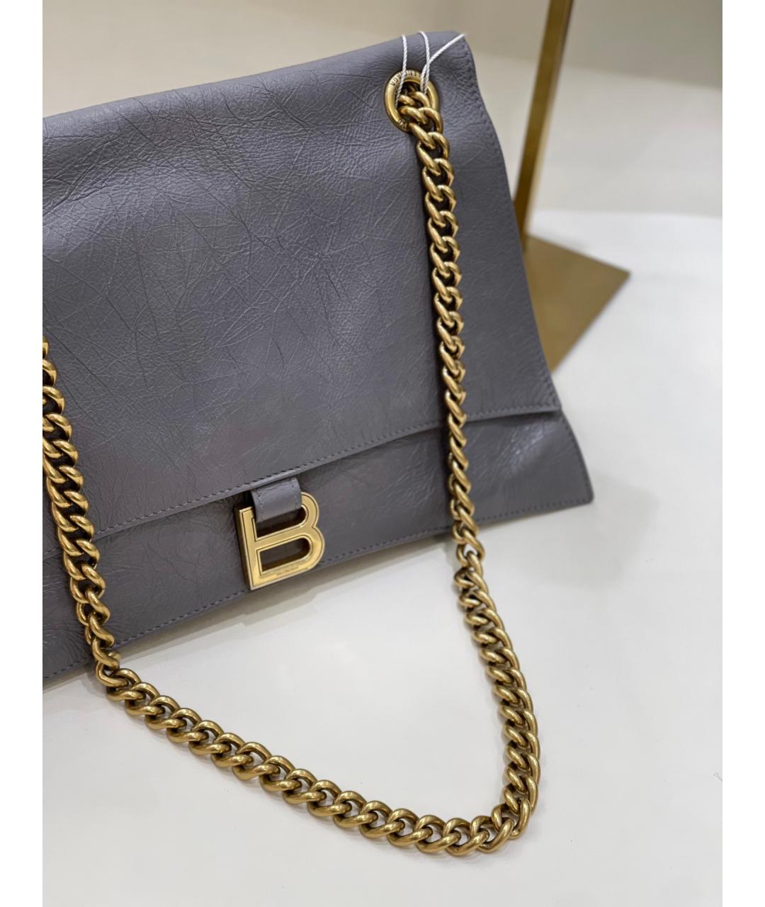 BALENCIAGA Серая кожаная сумка через плечо, фото 3