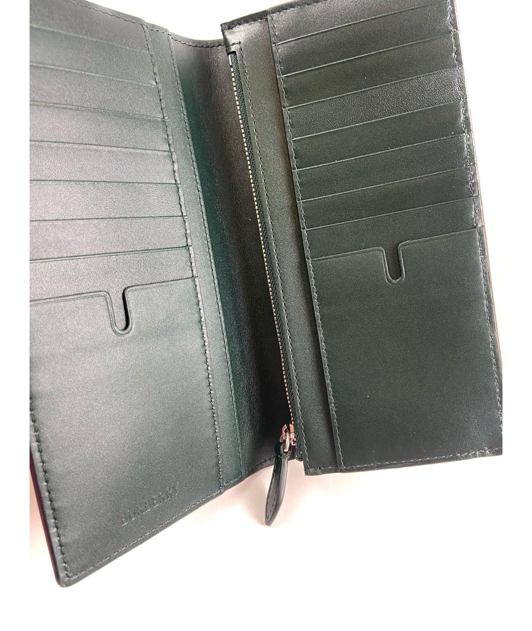 BURBERRY Зеленый кожаный кошелек, фото 4