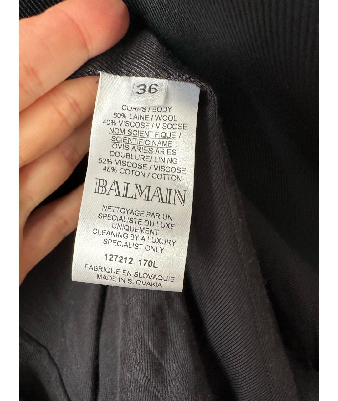 BALMAIN Черный шерстяной жакет/пиджак, фото 6