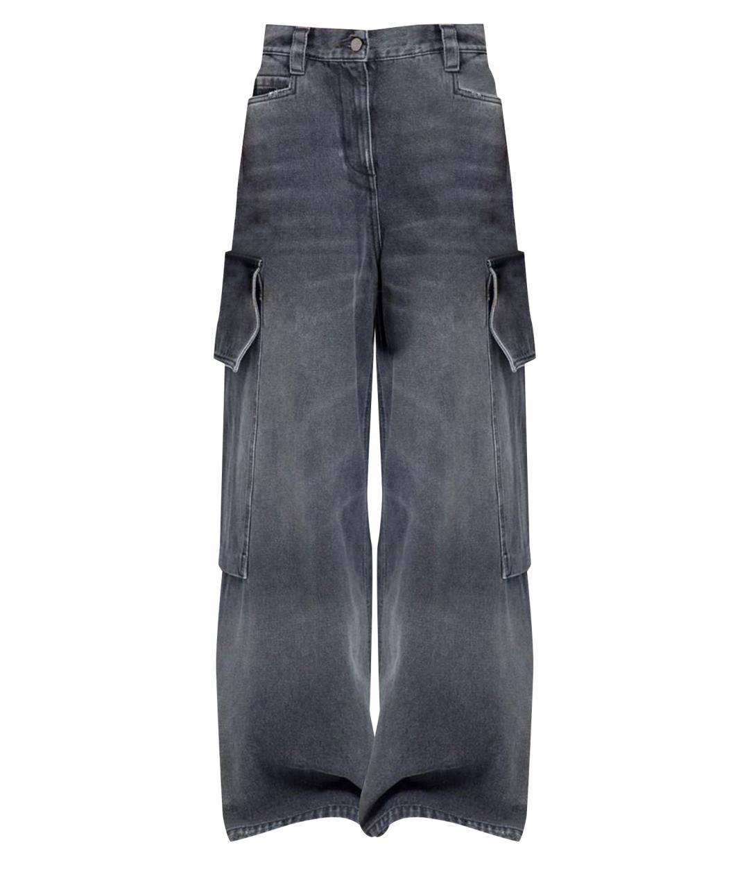 PALM ANGELS Антрацитовые хлопковые прямые джинсы, фото 1