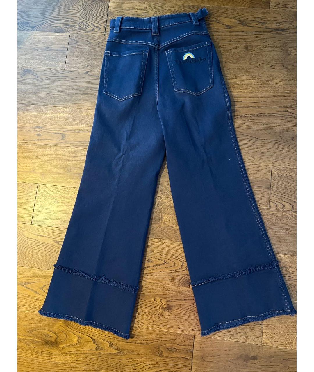 MIU MIU Темно-синие хлопко-полиэстеровые прямые джинсы, фото 2
