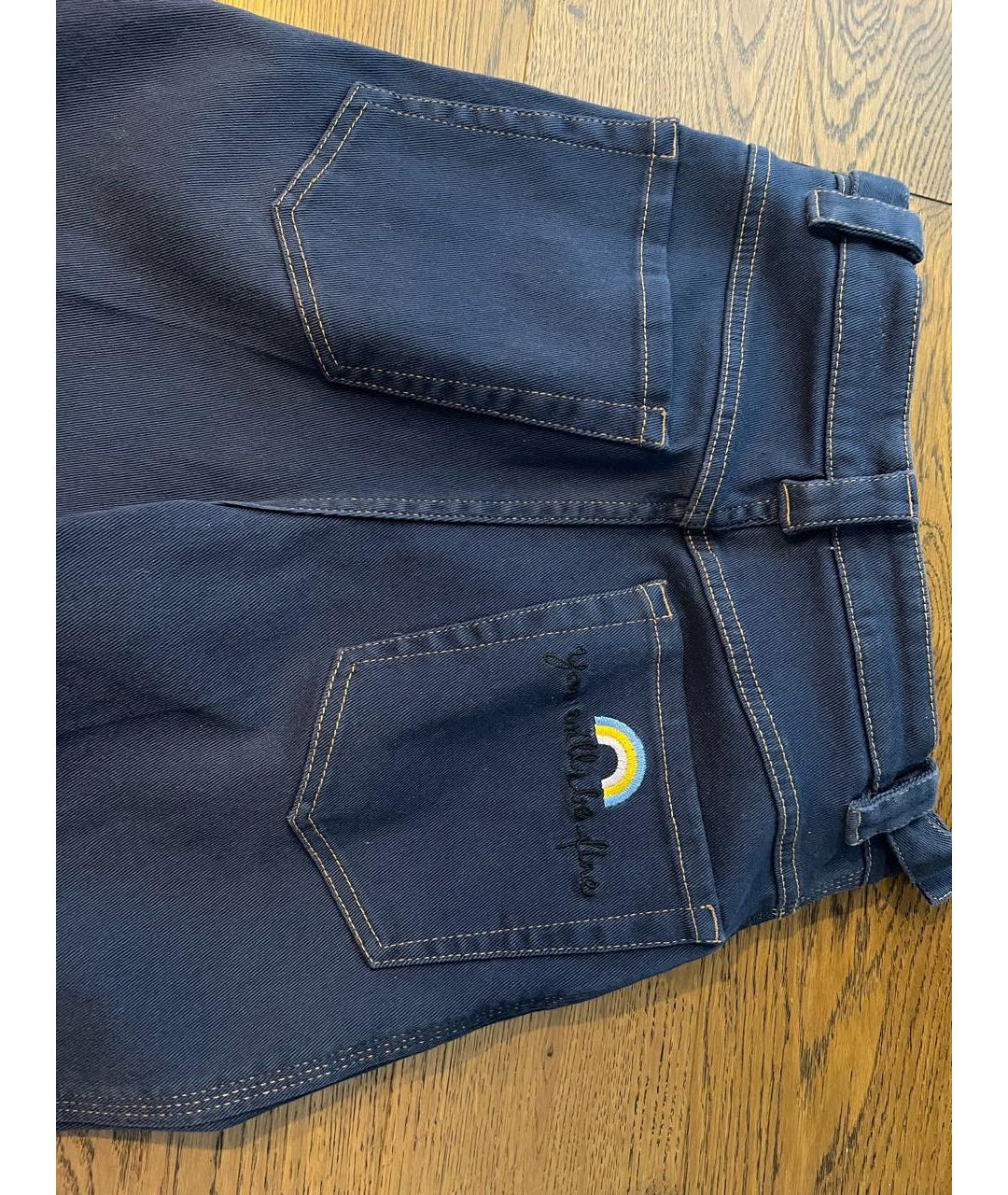 MIU MIU Темно-синие хлопко-полиэстеровые прямые джинсы, фото 5