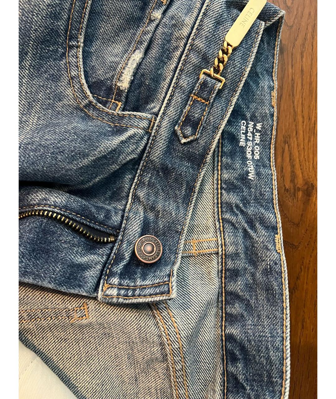 CELINE PRE-OWNED Голубые хлопковые прямые джинсы, фото 3