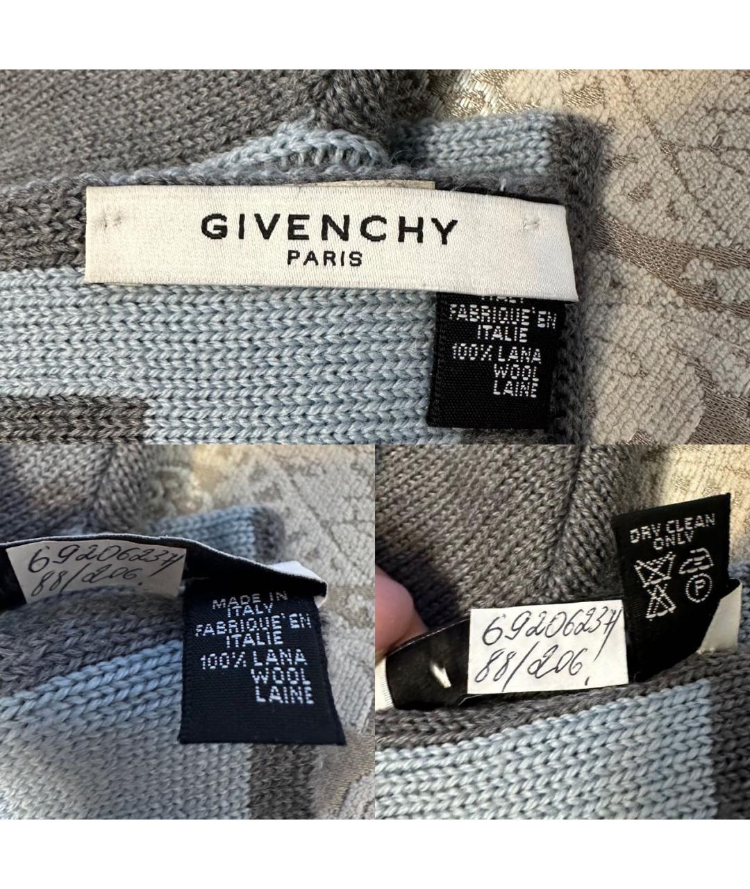 GIVENCHY Серый шерстяной шарф, фото 3