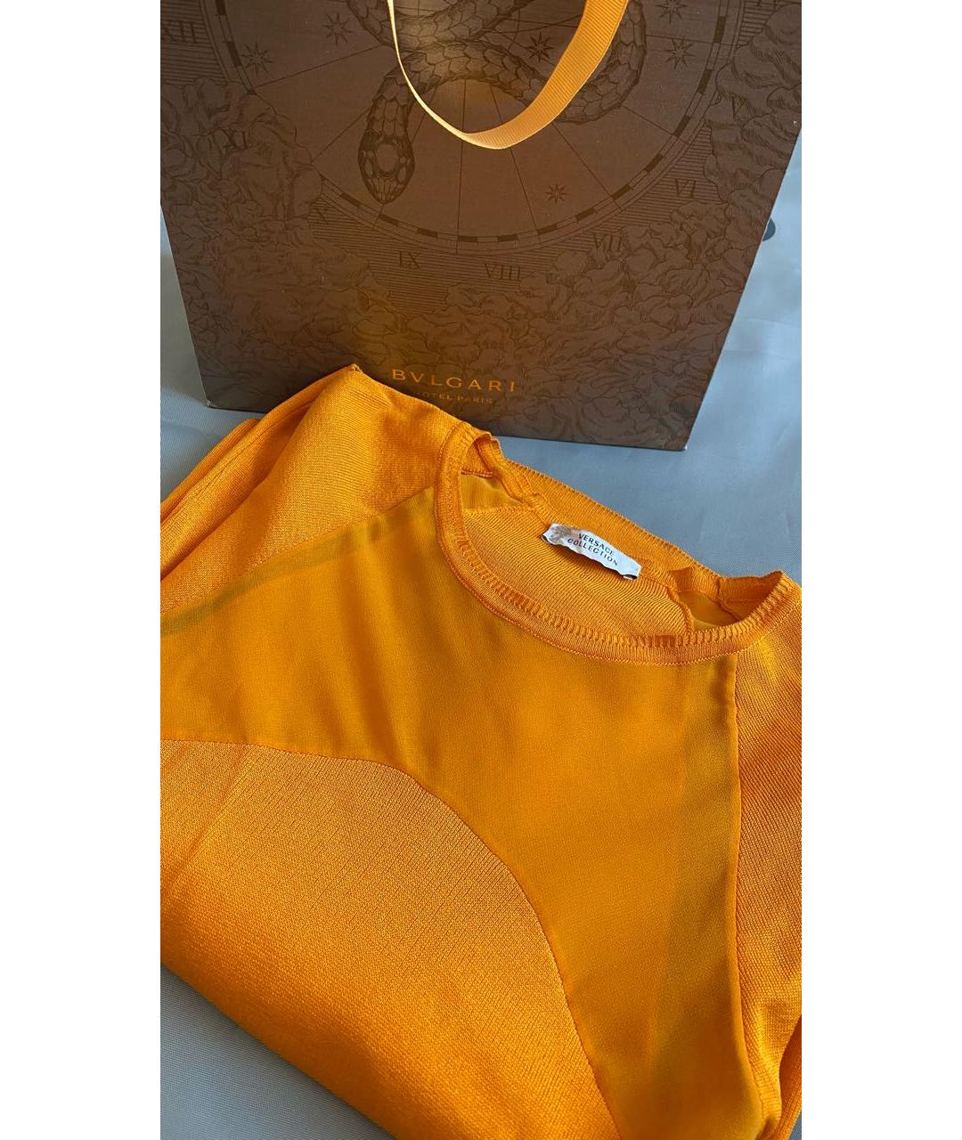 VERSACE COLLECTION Оранжевое вискозное коктейльное платье, фото 3