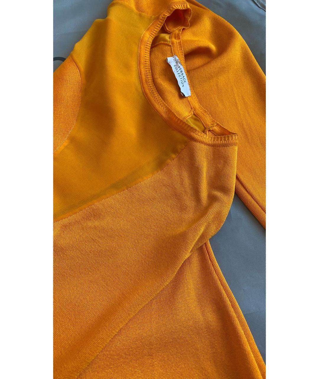 VERSACE COLLECTION Оранжевое вискозное коктейльное платье, фото 6
