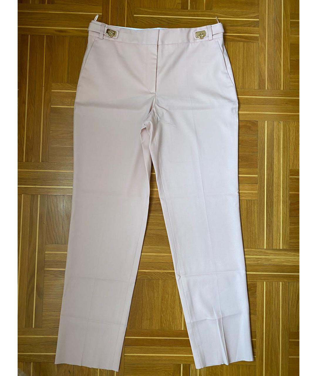 SALVATORE FERRAGAMO Розовые шерстяные прямые брюки, фото 9