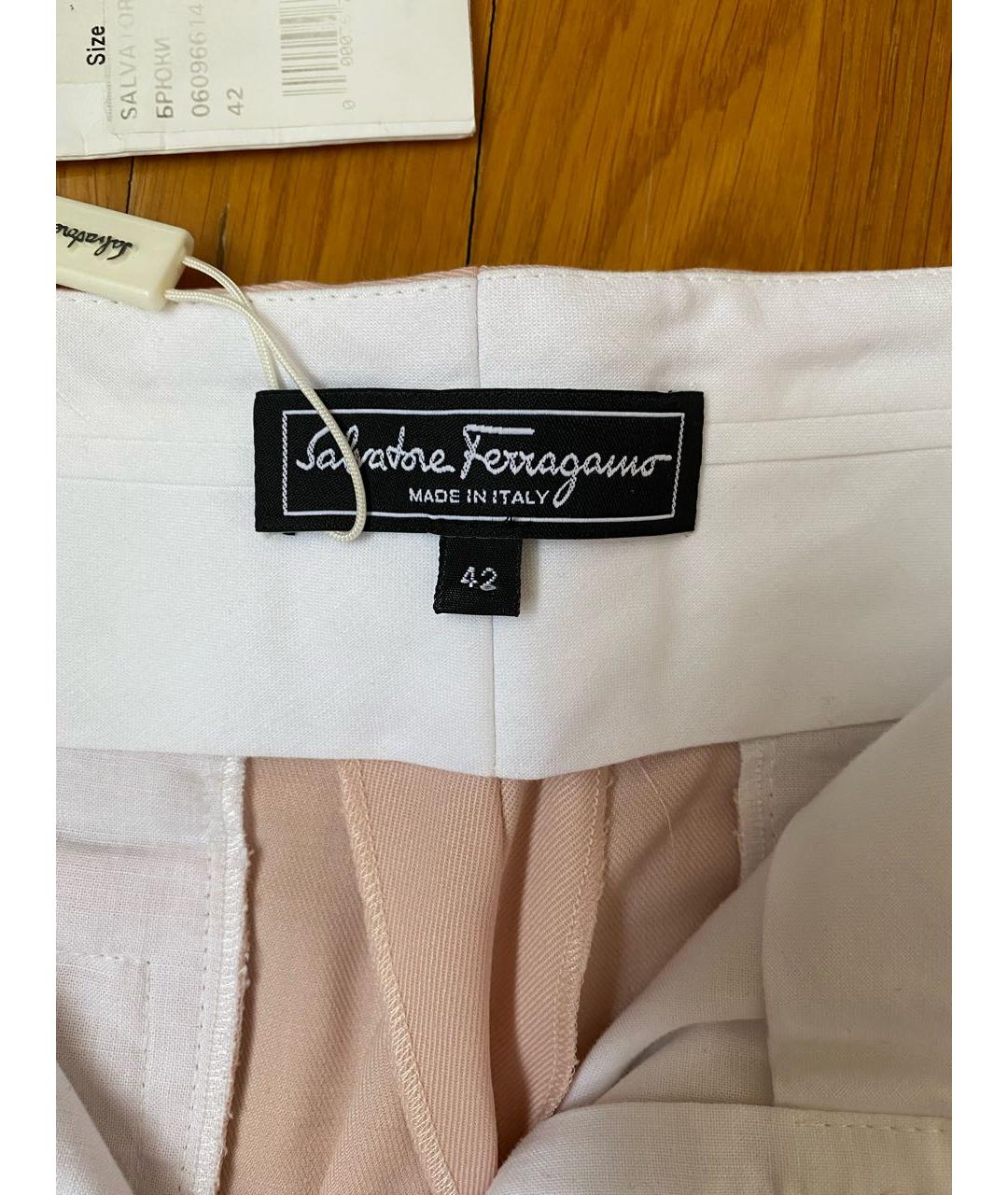 SALVATORE FERRAGAMO Розовые шерстяные прямые брюки, фото 3