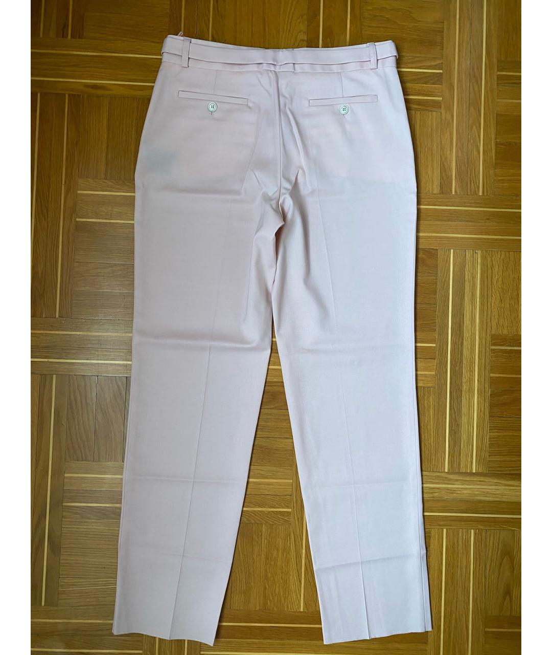 SALVATORE FERRAGAMO Розовые шерстяные прямые брюки, фото 2