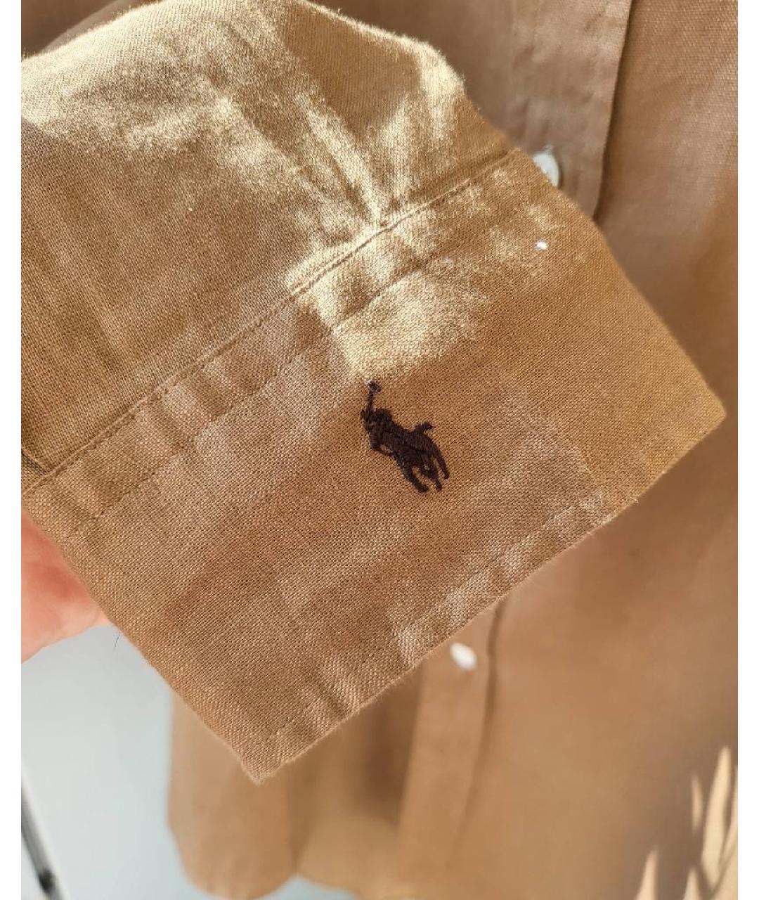 POLO RALPH LAUREN Коричневая льняная рубашка, фото 4