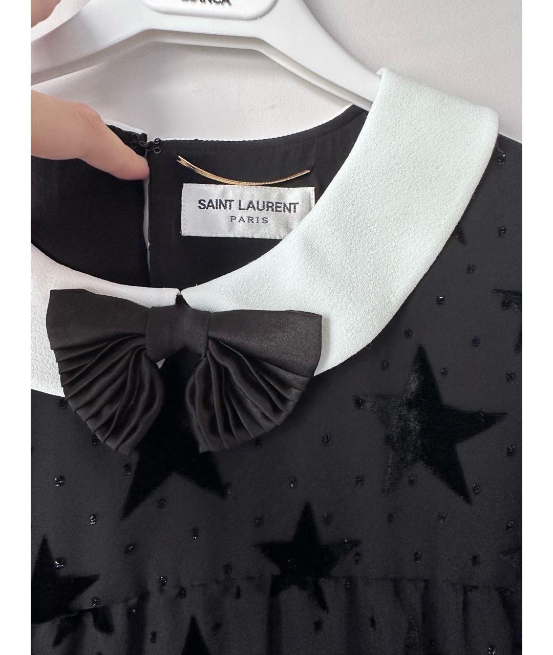 SAINT LAURENT Черное полиэстеровое платье, фото 2