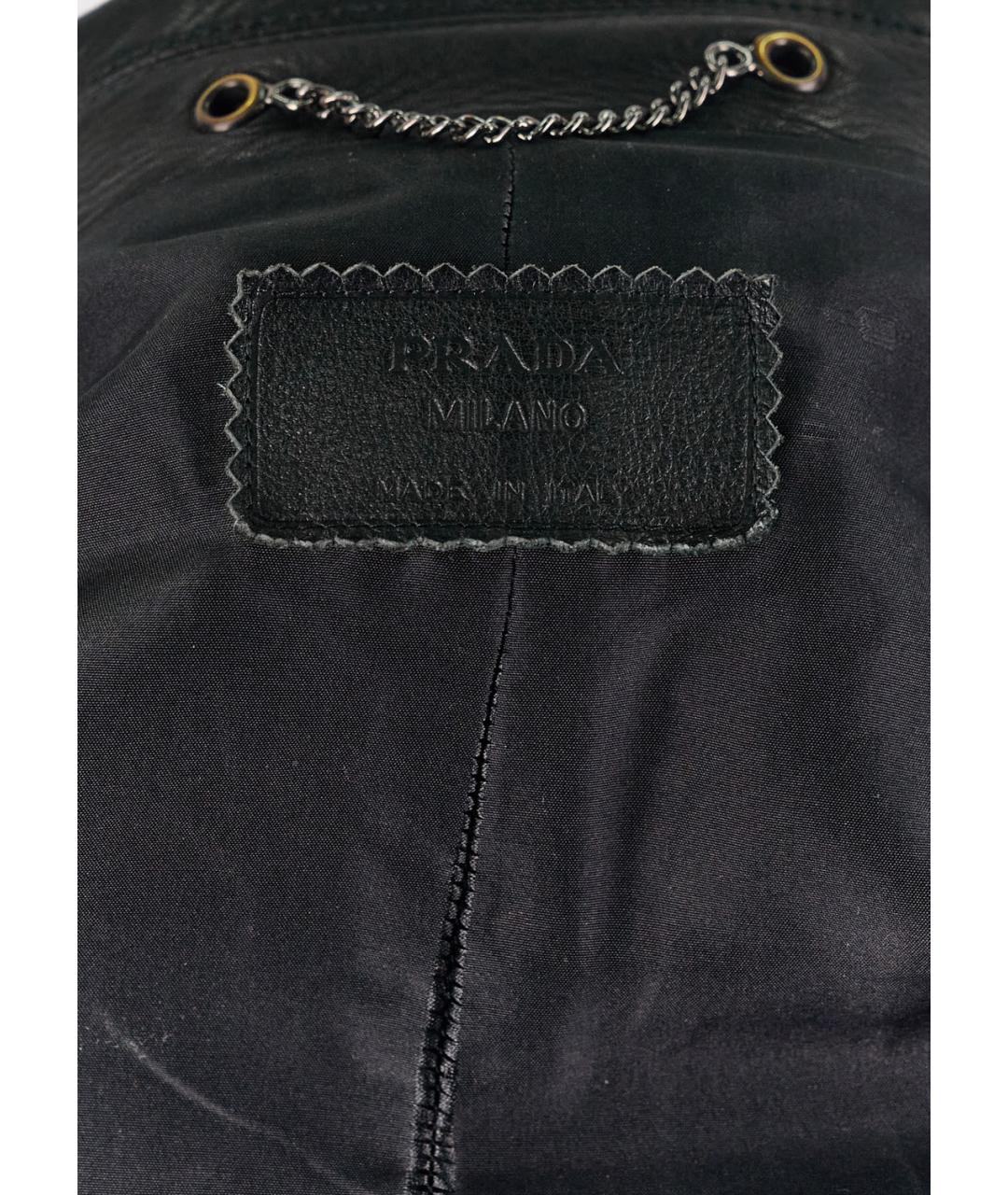 PRADA Черный кожаный пиджак, фото 3