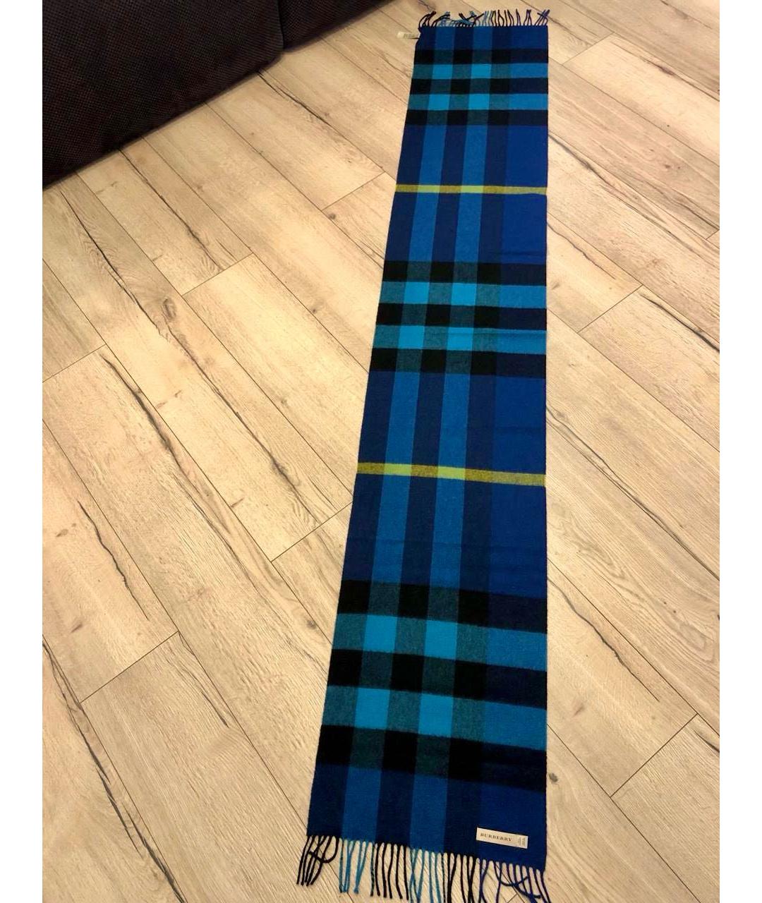 BURBERRY Синий кашемировый шарф, фото 2