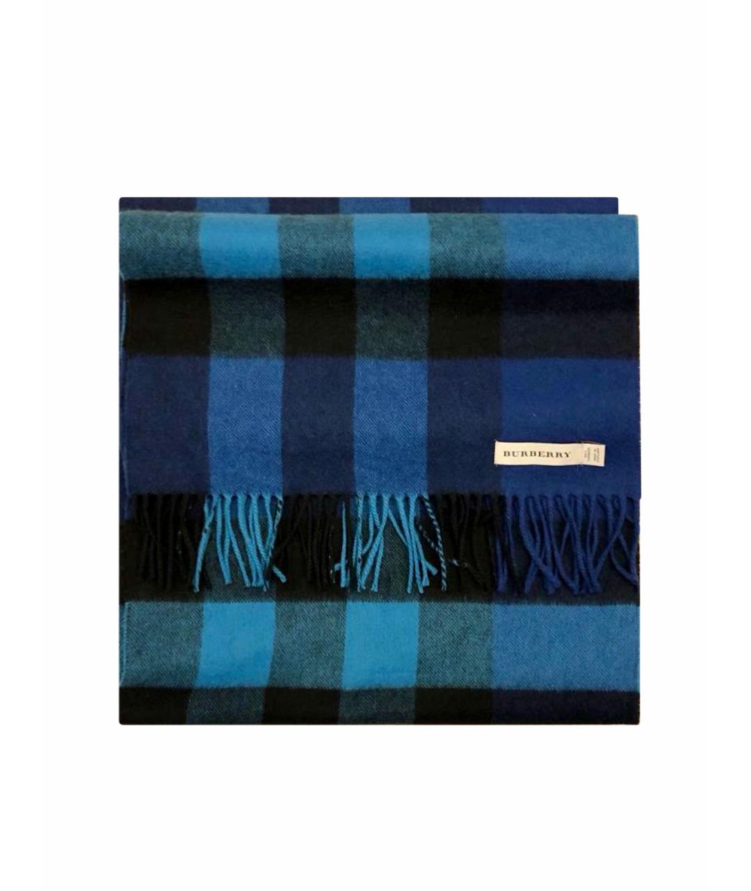 BURBERRY Синий кашемировый шарф, фото 1