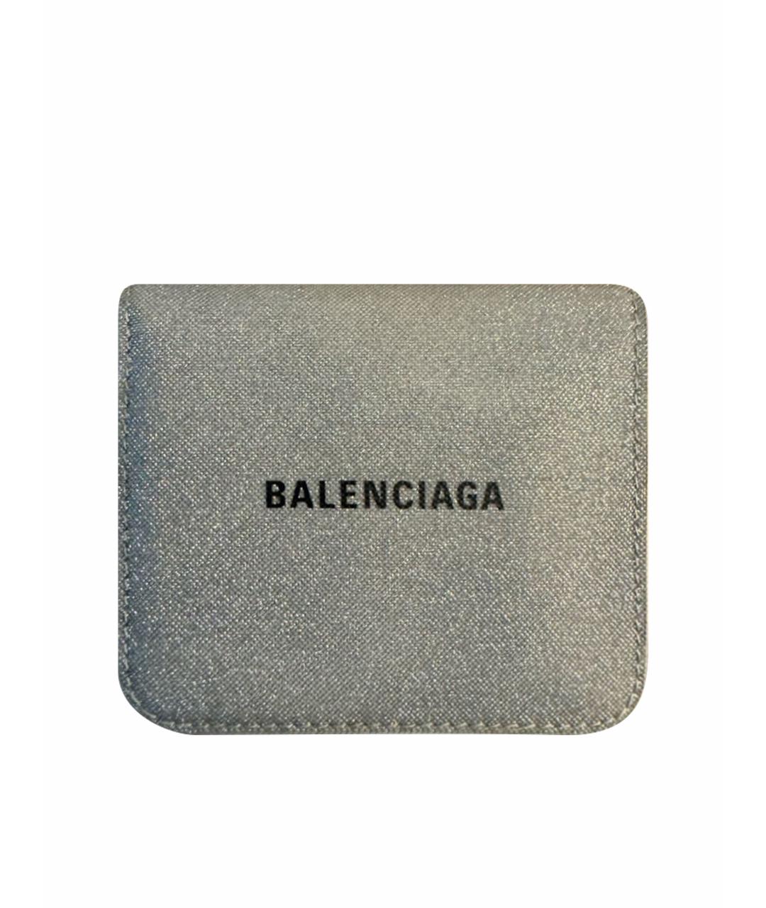BALENCIAGA Серебрянный кожаный кошелек, фото 1